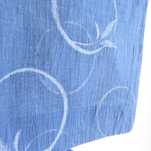 画像をギャラリービューアに読み込む, 夏着物 本麻 小千谷ちぢみ 単衣 青色 丸に笹文様 カジュアル 夏物 盛夏 浴衣 仕立て上がり 身丈153cm