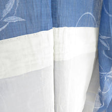 画像をギャラリービューアに読み込む, 夏着物 本麻 小千谷ちぢみ 単衣 青色 丸に笹文様 カジュアル 夏物 盛夏 浴衣 仕立て上がり 身丈153cm