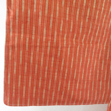 画像をギャラリービューアに読み込む, 紬 着物 単衣 縦縞 広衿 橙色 正絹 カジュアル着物 仕立て上がり 身丈161cm