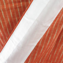 画像をギャラリービューアに読み込む, 紬 着物 単衣 縦縞 広衿 橙色 正絹 カジュアル着物 仕立て上がり 身丈161cm