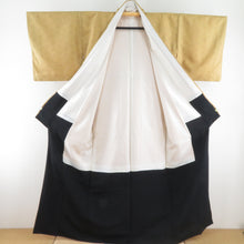 画像をギャラリービューアに読み込む, 紬 着物 麻の葉文様 袷 広衿 黄土色 正絹 カジュアル着物 仕立て上がり 身丈161cm