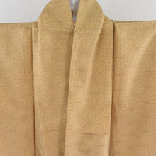 画像をギャラリービューアに読み込む, 紬 着物 麻の葉文様 袷 広衿 黄土色 正絹 カジュアル着物 仕立て上がり 身丈161cm
