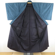 画像をギャラリービューアに読み込む, 男着物 紬 アンサンブル 袷 灰青色 正絹 男性用きもの メンズ 仕立て上がり 和服 男物 カジュアル 身丈147cm