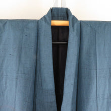 画像をギャラリービューアに読み込む, 男着物 紬 アンサンブル 袷 灰青色 正絹 男性用きもの メンズ 仕立て上がり 和服 男物 カジュアル 身丈147cm