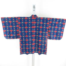 画像をギャラリービューアに読み込む, ウール着物 アンサンブル 羽織セット 梅柄 単衣 青色 バチ衿 カジュアルきもの 仕立て上がり 身丈169cm