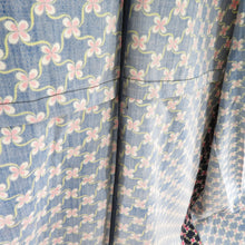 画像をギャラリービューアに読み込む, ウール着物 アンサンブル 羽織セット 花格子柄 単衣 青紫色 バチ衿 カジュアルきもの 仕立て上がり 身丈158cm