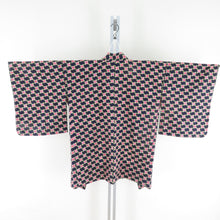 画像をギャラリービューアに読み込む, ウール着物 アンサンブル 羽織セット 花格子柄 単衣 青紫色 バチ衿 カジュアルきもの 仕立て上がり 身丈158cm