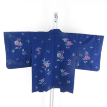 画像をギャラリービューアに読み込む, ウール着物 アンサンブル 羽織セット 花柄 単衣 紫色 バチ衿 カジュアルきもの 仕立て上がり 身丈159cm