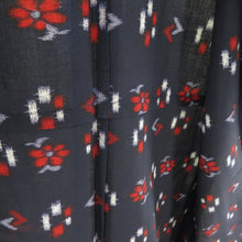 画像をギャラリービューアに読み込む, ウール着物 アンサンブル 羽織セット 花かすり柄 単衣 紫色 バチ衿 カジュアルきもの 仕立て上がり 身丈161cm