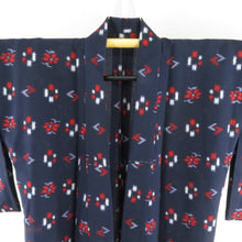 画像をギャラリービューアに読み込む, ウール着物 アンサンブル 羽織セット 花かすり柄 単衣 紫色 バチ衿 カジュアルきもの 仕立て上がり 身丈161cm