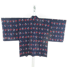 画像をギャラリービューアに読み込む, ウール着物 アンサンブル 羽織セット 花かすり柄 単衣 紫色 バチ衿 カジュアルきもの 仕立て上がり 身丈161cm