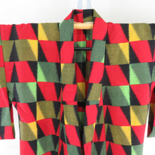 画像をギャラリービューアに読み込む, ウール着物 アンサンブル 羽織セット 市松柄 単衣 黒色 多色 バチ衿 カジュアルきもの 仕立て上がり 身丈155cm