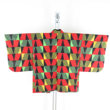 画像をギャラリービューアに読み込む, ウール着物 アンサンブル 羽織セット 市松柄 単衣 黒色 多色 バチ衿 カジュアルきもの 仕立て上がり 身丈155cm