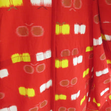 画像をギャラリービューアに読み込む, ウール着物 アンサンブル 羽織セット 遠州椿柄 単衣 赤色 バチ衿 カジュアルきもの 仕立て上がり 身丈157cm