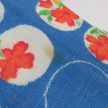 画像をギャラリービューアに読み込む, ウール着物 アンサンブル 羽織セット 花丸柄 単衣 水色 バチ衿 カジュアルきもの 仕立て上がり 身丈153cm