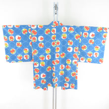 画像をギャラリービューアに読み込む, ウール着物 アンサンブル 羽織セット 花丸柄 単衣 水色 バチ衿 カジュアルきもの 仕立て上がり 身丈153cm