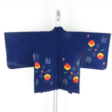 画像をギャラリービューアに読み込む, ウール着物 アンサンブル 羽織セット チューリップ柄 単衣 青紫色 バチ衿 カジュアルきもの 仕立て上がり ジュニア向き 身丈150cm