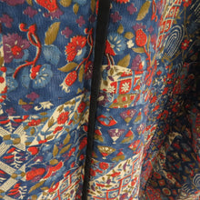 Load image into Gallery viewer, 小紋 裂取り柄 紺色 袷 バチ衿 ポリエステル 洗える着物 仕立て上がり カジュアル 身丈159cm