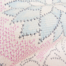 Load image into Gallery viewer, 紬 着物 単衣 菊文様 バチ衿 白ベージュ色 正絹 カジュアル着物 仕立て上がり 身丈157cm