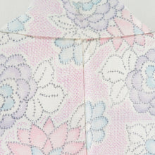 Load image into Gallery viewer, 紬 着物 単衣 菊文様 バチ衿 白ベージュ色 正絹 カジュアル着物 仕立て上がり 身丈157cm