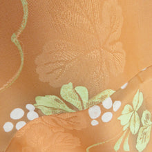 Load image into Gallery viewer, 小紋 葡萄唐草文様 袷 広衿 橙色 正絹 仕立て上がり カジュアル着物 身丈159cm