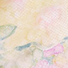 Load image into Gallery viewer, 小紋 紫陽花文様 暈し 袷 広衿 黄色 正絹 仕立て上がり カジュアル着物 身丈158cm