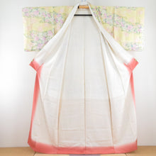 Load image into Gallery viewer, 小紋 紫陽花文様 暈し 袷 広衿 黄色 正絹 仕立て上がり カジュアル着物 身丈158cm