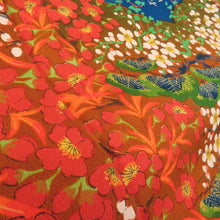 Load image into Gallery viewer, 小紋 松に梅文様 袷 広衿 茶色 正絹 仕立て上がり カジュアル着物 身丈159cm