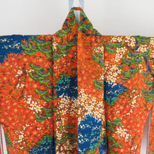 Load image into Gallery viewer, 小紋 松に梅文様 袷 広衿 茶色 正絹 仕立て上がり カジュアル着物 身丈159cm