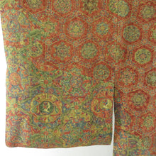 Load image into Gallery viewer, 小紋 インド更紗文様 袷 広衿 茶紫色 正絹 仕立て上がり カジュアル着物 身丈157cm