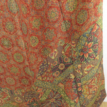 Load image into Gallery viewer, 小紋 インド更紗文様 袷 広衿 茶紫色 正絹 仕立て上がり カジュアル着物 身丈157cm