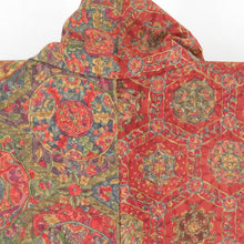 Load image into Gallery viewer, 小紋 インド更紗文様 袷 広衿 茶紫色 正絹 仕立て上がり カジュアル着物 身丈157cm