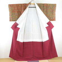 Load image into Gallery viewer, 小紋 インド更紗文様 袷 広衿 茶紫色 正絹 仕立て上がり カジュアル着物 身丈157cm