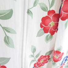 Load image into Gallery viewer, 浴衣 ポリエステル100％ 椿柄 夏用 白色 レディースゆかた 夏祭り 花火大会 身丈163cm