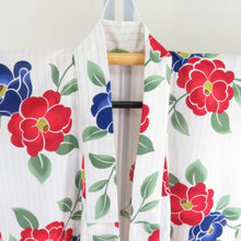 Load image into Gallery viewer, 浴衣 ポリエステル100％ 椿柄 夏用 白色 レディースゆかた 夏祭り 花火大会 身丈163cm