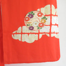 Load image into Gallery viewer, 訪問着 箔 花蝶丸文様 橙色 袷 広衿 正絹 紋なし フォーマル 仕立て上がり着物 身丈164cm