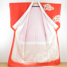 Load image into Gallery viewer, 訪問着 箔 花蝶丸文様 橙色 袷 広衿 正絹 紋なし フォーマル 仕立て上がり着物 身丈164cm