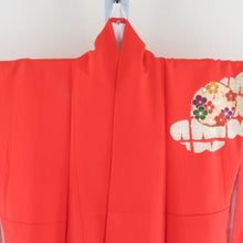 Load image into Gallery viewer, 訪問着 箔 花蝶丸文様 橙色 袷 広衿 正絹 紋なし フォーマル 仕立て上がり着物 身丈164cm