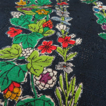 Load image into Gallery viewer, ウール着物 単衣 野花文様 染め柄 紺色 バチ衿 カジュアルきもの 普段着物 仕立て上がり 身丈155cm