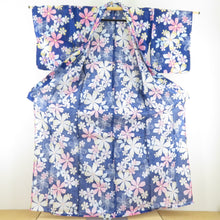 Load image into Gallery viewer, 浴衣 花文様 女性用ゆかた 青紫色 綿100% 夏物 レディース 仕立て上がり 夏祭り 身丈164cm