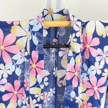 Load image into Gallery viewer, 浴衣 花文様 女性用ゆかた 青紫色 綿100% 夏物 レディース 仕立て上がり 夏祭り 身丈164cm
