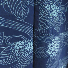 Load image into Gallery viewer, 浴衣 紫陽花文様 女性用ゆかた 紺色 木綿 夏物 レディース 仕立て上がり 夏祭り 身丈155cm