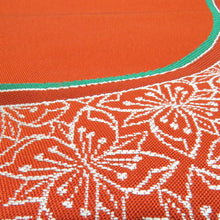 Load image into Gallery viewer, 袋帯 花に丸文様 橙色 正絹 六通柄 カジュアル 仕立て上がり 着物帯 長さ420cm