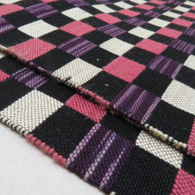 Load image into Gallery viewer, アンティーク 単衣帯 2本セット 正絹 市松 桔梗 茶色 紫色 織文様 レトロ