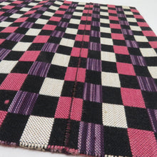 Load image into Gallery viewer, アンティーク 単衣帯 2本セット 正絹 市松 桔梗 茶色 紫色 織文様 レトロ