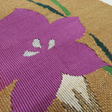 Load image into Gallery viewer, アンティーク 単衣帯 2本セット 正絹 市松 桔梗 茶色 紫色 織文様 レトロ