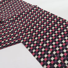 Load image into Gallery viewer, アンティーク 単衣帯 2本セット 正絹 市松 桔梗 茶色 紫色 織文様 レトロ