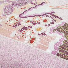 Load image into Gallery viewer, 名古屋帯 正絹 塩瀬 扇子文様 お太鼓柄 九寸帯 紫色 カジュアル 仕立て上がり 着物帯 長さ374cm