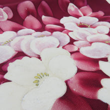 Load image into Gallery viewer, 名古屋帯 正絹 塩瀬 花文様 お太鼓柄 九寸帯 紫色 カジュアル 仕立て上がり 着物帯 長さ360cm