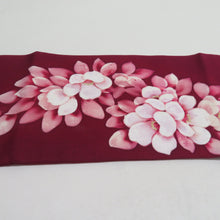 Load image into Gallery viewer, 名古屋帯 正絹 塩瀬 花文様 お太鼓柄 九寸帯 紫色 カジュアル 仕立て上がり 着物帯 長さ360cm